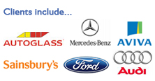 Clients include... Mercedes Benz, Autoglass, Aviva, Sainsbury's & Ford